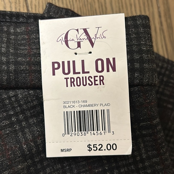 Gloria Vanderbilt Pull On Trouser. Size 22W. Color Black - Chambery Plaid - Picture 3 of 9